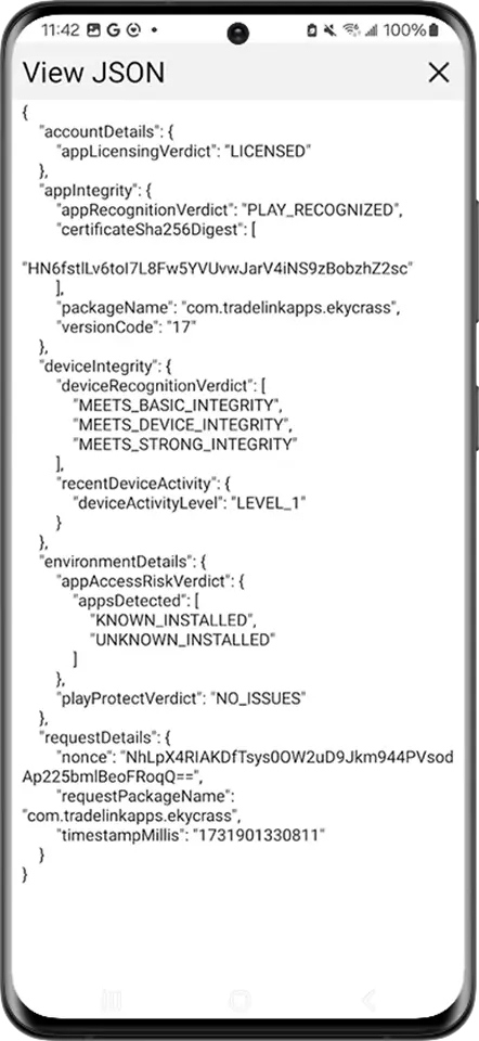 android screen capture JSON